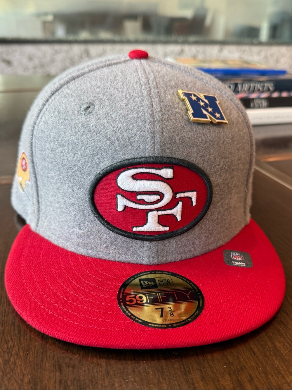 New Era San Francisco 49ers Gray and Red 59FIFTY Fitted Hat. 7 3/8 - Picture 2 of 8
